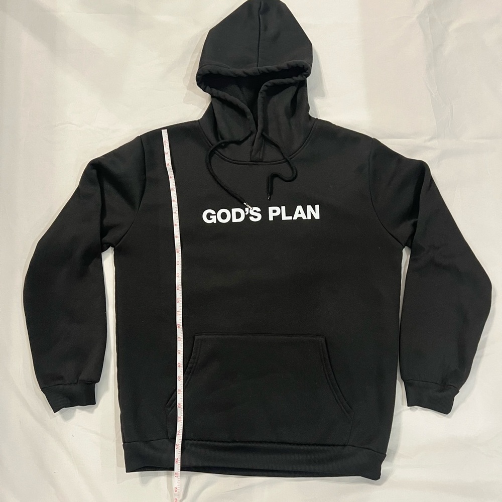 Black Hoodie with 'God's Plan' Print